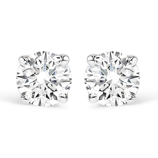 .925 Sterling Silver 1/2 Cttw Round Brilliant-Cut Lab Grown Diamond Classic 4-Prong Stud Earrings (F-G Color, VS1-VS2 Clarity)-0