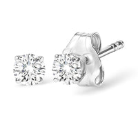 14K White Gold 1/4 Cttw Lab Grown Diamond 4-Prong Classic Solitaire Stud Earrings (G-H Color, VS2-SI1 Clarity)
