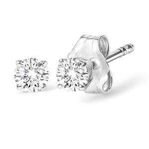 IGI Certified 1.00 Cttw Round Brilliant-Cut Diamond 14K White Gold Classic 4-Prong Solitaire Stud Earrings (H-I Color, I1-I2 Clarity)-1