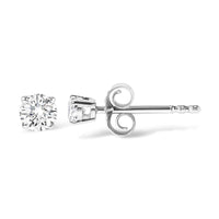 AGS Certified 14K White Gold 1.0 Cttw 4-Prong Set Brilliant Round-Cut Solitaire Diamond Push Back Stud Earrings (G-H Color, SI2-I1 Clarity)