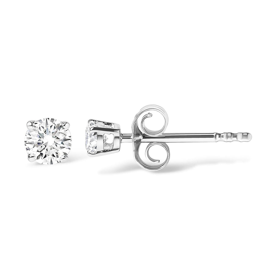 14K White Gold 1/4 Cttw Lab Grown Diamond 4-Prong Classic Solitaire Stud Earrings (G-H Color, VS2-SI1 Clarity)