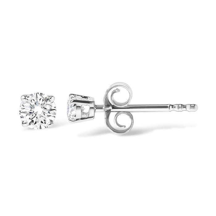 14K White Gold 5/8 Cttw Round Brilliant-Cut Lab Grown Diamond Classic 4-Prong Push back Stud Earrings (F-G Color, VS1-VS2 Clarity)
