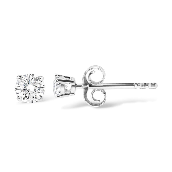 14K White Gold 5/8 Cttw Round Brilliant-Cut Lab Grown Diamond Classic 4-Prong Push back Stud Earrings (F-G Color, VS1-VS2 Clarity)