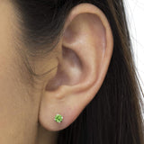.925 Sterling Silver 1/5 Cttw Round Brilliant-Cut Green Diamond Classic 4-Prong Stud Earrings (Fancy Color-Enhanced, I2-I3 Clarity)-2 thumbnail 3