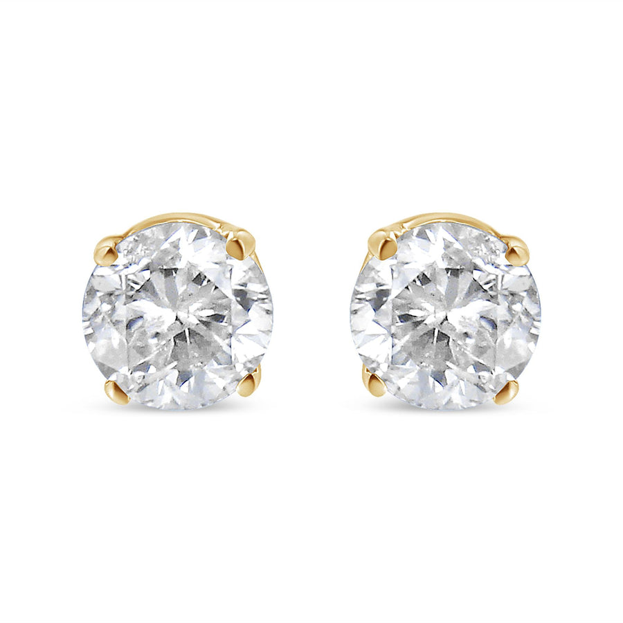 14K Yellow Gold 1/2 Cttw Round-Cut Diamond Solitaire Stud Earrings (O-P Color, SI2-I1 Clarity)
