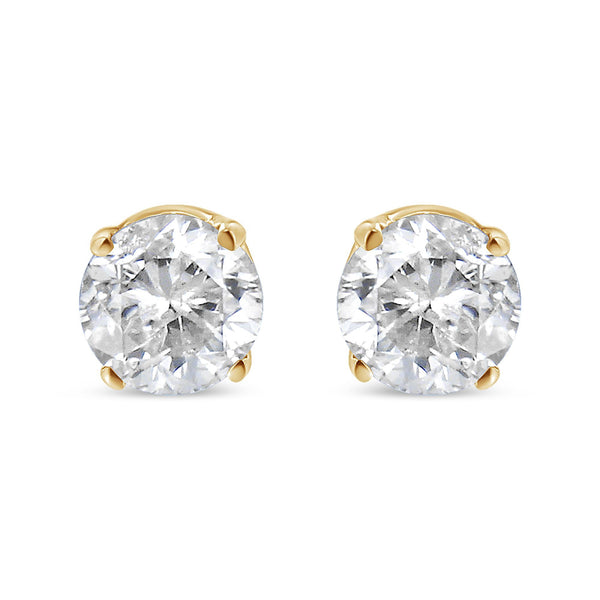 14K Yellow Gold 1/2 Cttw Round-Cut Diamond Solitaire Stud Earrings (O-P Color, SI2-I1 Clarity)