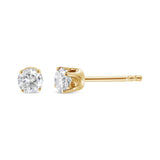 AGS Certified 14K Yellow Gold 1/2 Cttw 4 Prong Set Brilliant Round-Cut Solitaire Diamond Push Back Stud Earrings (O-P, Color, SI2-I1 Clarity)-3 thumbnail 4