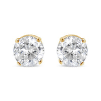 AGS Certified 14K Yellow Gold 1/2 Cttw 4 Prong Set Brilliant Round-Cut Solitaire Diamond Push Back Stud Earrings (O-P, Color, SI2-I1 Clarity)
