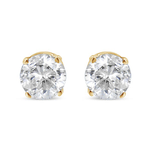 AGS Certified 14K Yellow Gold 1/2 Cttw 4 Prong Set Brilliant Round-Cut Solitaire Diamond Push Back Stud Earrings (O-P, Color, SI2-I1 Clarity)-1