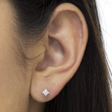 AGS Certified 18K White Gold 1.0 Cttw 4-Prong Set Princess-Cut Solitaire Diamond Screw Back Stud Earrings (E-F Color, SI2-I1 Clarity)-2 thumbnail 3