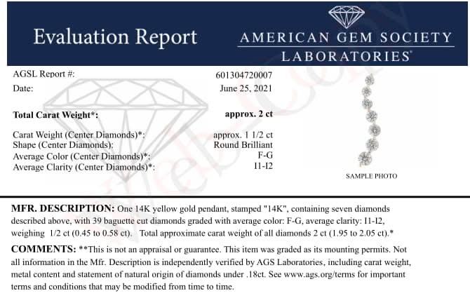 AGS Certified 14K Yellow Gold 2.0 Cttw Baguette and Brilliant Round-Cut Diamond Journey 18