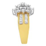 10K Yellow Gold 1.0 Cttw Marquise Composite Diamond Cluster Cocktail Ring (H-I Color, SI2-I1 Clarity)-4 thumbnail 5