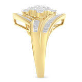 10K Yellow Gold Diamond Bypass Cluster Ring (1 Cttw, I-J Color, I2-I3 Clarity)-4 thumbnail 5