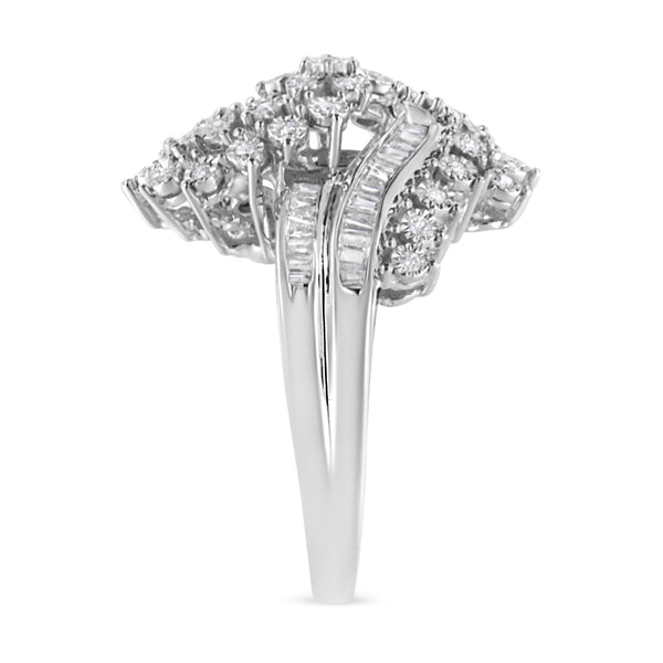 10K White Gold 1/2 Cttw Round and Baguette-Cut 