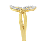 10K Yellow Gold 3/8 Cttw Round and Baguette-Cut Diamond Leaf Cocktail Ring (I-J Color, I1-I2 Clarity)-4 thumbnail 5