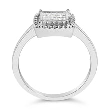 .925 Sterling Silver 1/5 Cttw Invisible Set Princess Cut Diamond Promise Ring with Beaded Halo (H-I Color, I1-I2 Clarity)-4