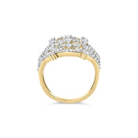 14K Yellow Gold 1.0 Cttw Diamond Geometric Stacked Open Cocktail Ring (I-J Color, I1-I2 Clarity)