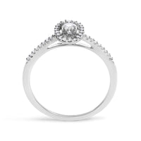 14K White Gold 1/5 Cttw Diamond Oval Shape With Halo Engagement Ring