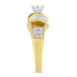 14K Two-Toned Gold Round, Baguette and Princess Cut Diamond Ring (1 1/8 Cttw, H-I Color, SI2-I1 Clarity)-4 thumbnail 5
