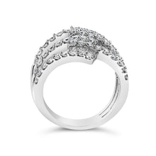 18K White Gold 1 3/4 Cttw Diamond Multi Crossover and Split Shank Cocktail Ring-4
