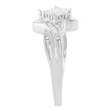 10K White Gold 1/3 Cttw Princess and Baguette Cut Diamond Bypass Style Cocktail Ring (I-J Color, I1-I2 Clarity)-4 thumbnail 5