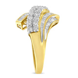 10K Yellow Gold 1.0 Cttw Round & Baguette Cut Diamond 64 Stone Bypass Style Channel Set Modern Statement Ring (H-I Color, SI1-SI2 Clarity)-4 thumbnail 5