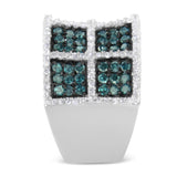 14K White Gold White and Treated Blue Diamond Cocktail Ring (1 1/2 Cttw, H-I Color, I1-I2 Clarity)-4 thumbnail 5