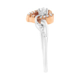 10K Rose Gold Plated .925 Sterling Silver 1/5 Cttw Diamond Two Tone Open Heart Promise or Fashion Ring (I-J Color, I2-I3 Clarity)-4 thumbnail 5