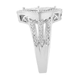 .925 Sterling Silver 2/5 Cttw Princess Cut Diamond Square On Point Cluster Composite Cocktail Ring (H-I Color, SI1-SI2 Clarity)-4 thumbnail 5