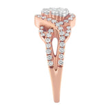 10K Rose Gold 3/4 Cttw Diamond Floral Cluster Head and Twisted Shank Cocktail  Ring (H-I Color, SI1-SI2 Clarity)--4 thumbnail 5