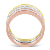10K Yellow, White and Rose Gold over .925 Sterling Silver 5/8 Cttw Diamond Channel-Set Stackable Band Ring Set (H-I Color, I1-I2 Clarity)-4 thumbnail 5