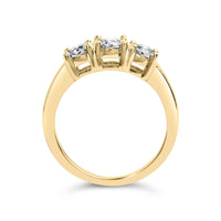 10K Yellow Gold 1/2 Cttw Miracle Set Round Diamond Three Stone Illusion Plate Ring (I-J Color, I2-I3 Clarity)