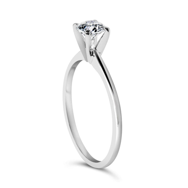 14K White Gold 1/2 Cttw Round Lab Grown Diamond 4 Prong Solitaire Engagement Ring (F-G Color, VS2-SI1 Clarity)