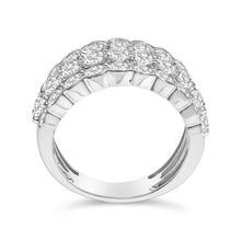 .925 Sterling Silver 3.0 Cttw Lab Grown Diamond 3 Row Band Ring (F-G Color, VS1-VS2 Clarity)-4