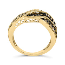10K Yellow Gold Plated .925 Sterling Silver 1/2 Cttw Champagne Diamond Twisted Braid Band Ring-4