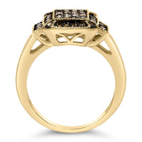10K Yellow Gold Plated .925 Sterling Silver 1/2 Cttw Champagne Diamond Step Up Ring
