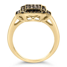 10K Yellow Gold Plated .925 Sterling Silver 1/2 Cttw Champagne Diamond Step Up Ring-4