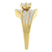 14K Yellow Gold Diamond Cocktail Bypass Ring (1 1/2 Cttw, H-I Color, SI2-I1 Clarity)