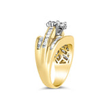 14K Yellow Gold 2-1/3 Cttw Diamond Cluster Channel Set Chevron Shaped Band Engagement Ring & Wedding Band Set (H-I Color, SI1-SI2 Clarity)--4 thumbnail 5