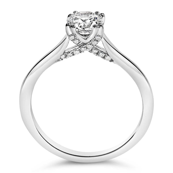 14K White Gold 7/8 Cttw Lab Grown Diamond Solitaire Cathedral Style Engagement Ring (F-G Color, VS1-VS2 Clarity)