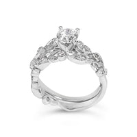 14K White Gold Lab Grown Diamond 1.0 Cttw Vintage Style Engagement Ring and Band Set
