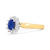 14K Yellow Gold 1/5 Cttw Round Diamond and 6x4mm Oval Blue Tanzanite Halo Ring (H-I Color, I1-I2 Clarity)-4 thumbnail 5