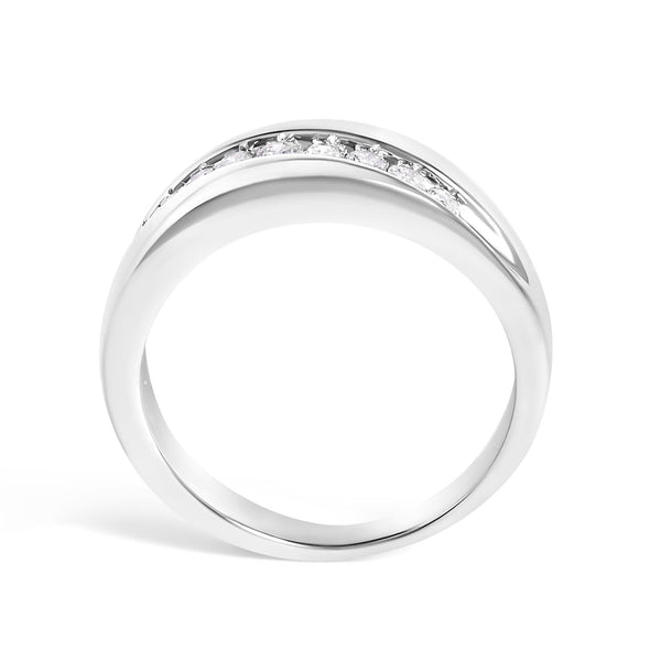 Men's.925 Sterling Silver 1/2 Cttw Diamond 9 Stone Band Ring