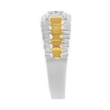 10K Yellow Gold Plated .925 Sterling Silver Diamond Accent Miracle-Set 3 Stone Ridged Band Gentlemen's Fashion Ring (I-J Color, I2-I3 Clarity)-4 thumbnail 5