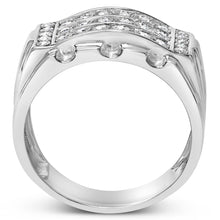 .925 Sterling Silver 1/4 Cttw Diamond Three Row Channel Band Ring (I-J Color, I3 Clarity) - Size 10-4