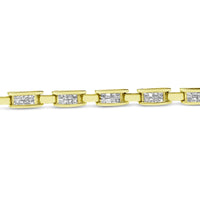 10K Yellow Gold 2.0 Cttw Invisible-Set Princess Cut Diamond Rectangular Link Bracelet (I-J Color, SI2-I1 Clarity) - 7