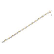 Two-Tone 10K Yellow Gold over .925 Sterling Silver 1.0 Cttw Diamond Channel Set Tapered & X-Link 7" Tennis Bracelet (H-I Color, I2-I3 Clarity)-4