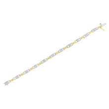 14K Two-Tone Gold 1.00 Cttw Princess-Cut Diamond Chain Link 7" Bracelet (H-I Color, SI1-SI2 Clarity)-4