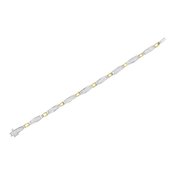 14K Yellow and White Gold 2.0 Cttw Princess Cut Diamond Tapered and Equal Sign Link Bracelet (G-H Color, SI1-SI2 Clarity) - 7