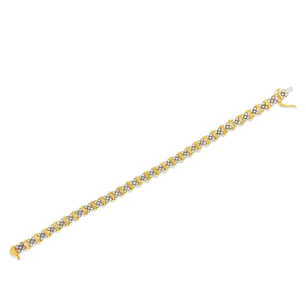10K Yellow Gold Plated .925 Sterling Silver 2.0 Cttw Round Diamond Cluster 